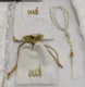 Alfombra de oración de sandhir Kadife de encaje francés, conjunto de paquete, color crudo