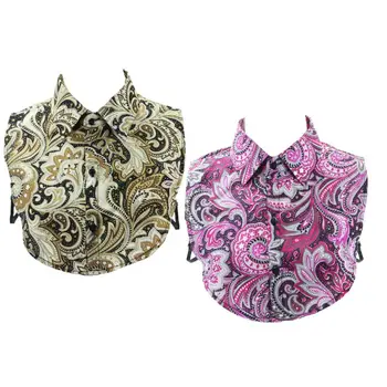 

Retro Floral Lapel Fake Collar Cotton Half-shirt Necklace Choker with Buttons