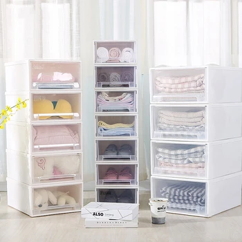 

Drawer Storage Cabinet Plastic Closet Storage Box Underwear Bra Socks Tie Case Thickening Kids Lockers Shoe Organizer Container