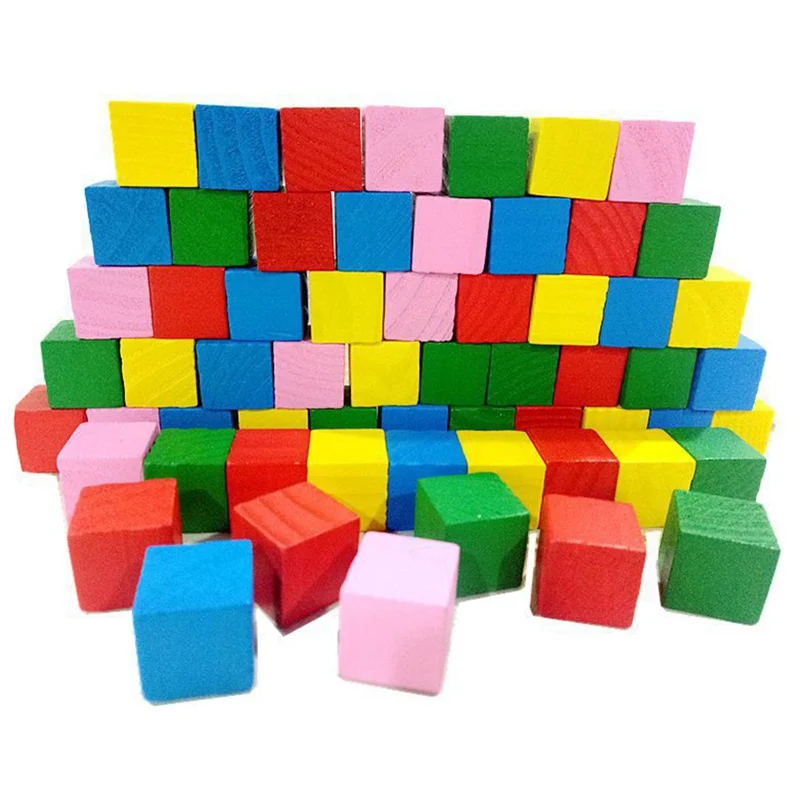 16/20Pcs/Set Colorful Cubes Wooden Building Blocks Stack Tower Collapses Games Stacking Up Square Wood Toy Educational Gift