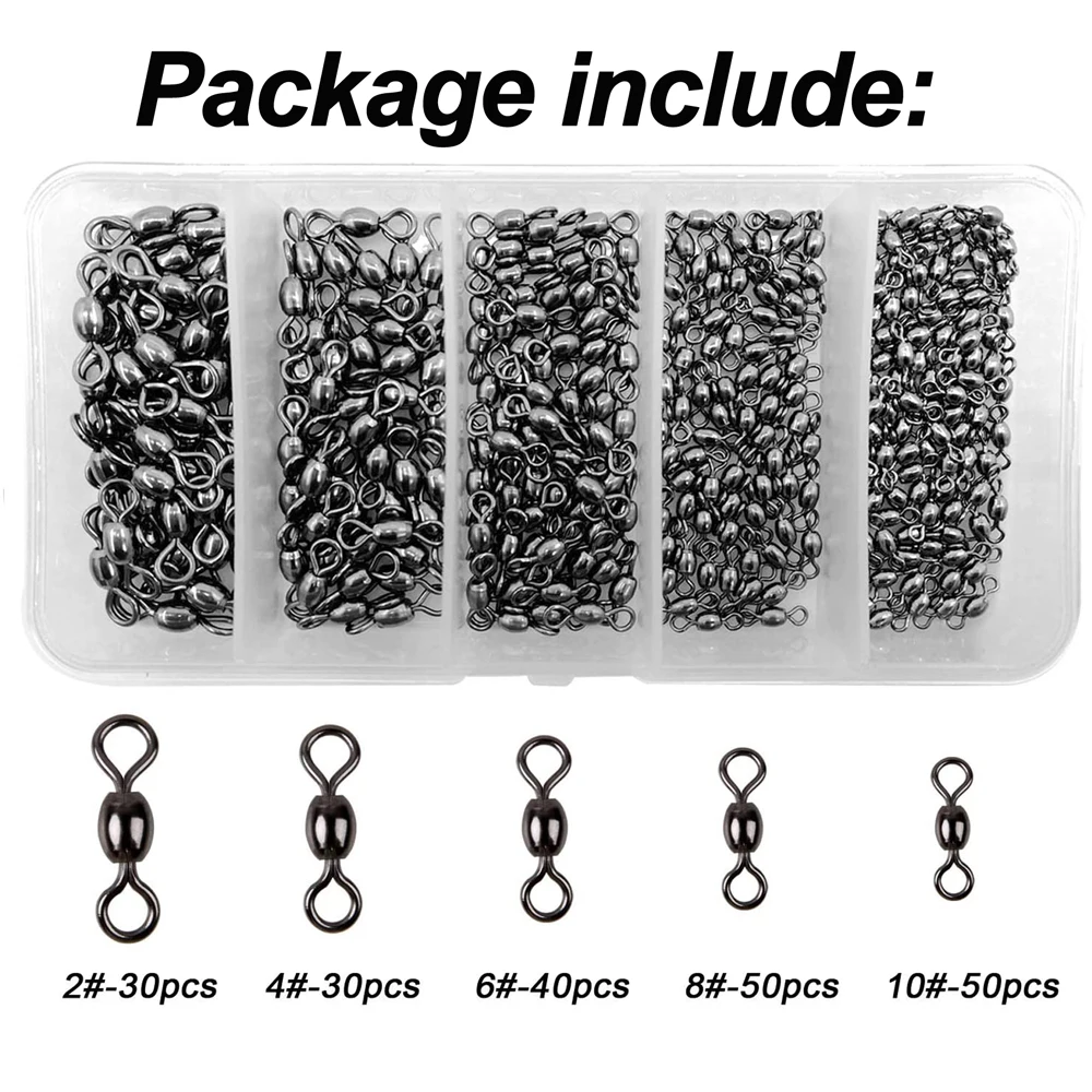 Shaddock 200Pcs/Box Fishing Swivel Crane Barrel Swivel High Strength  Fishing Line Hook Lure Connector Fishing Tackle Accessories