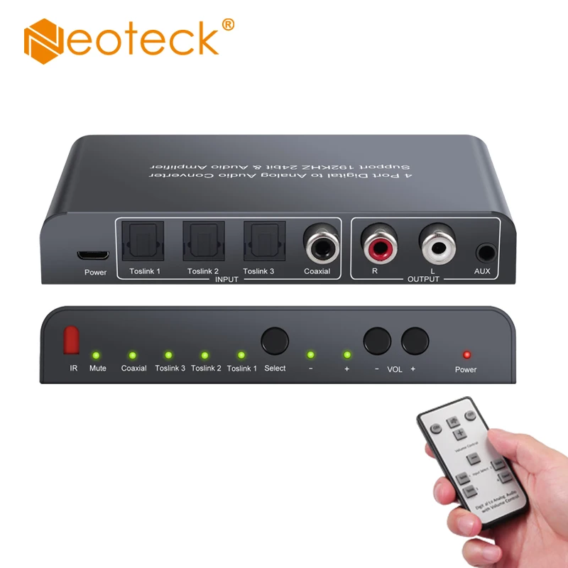 Neoteck 192 кГц DAC 3 оптический SPDIF Toslink 1 коаксиальный переключатель аудио конвертер с