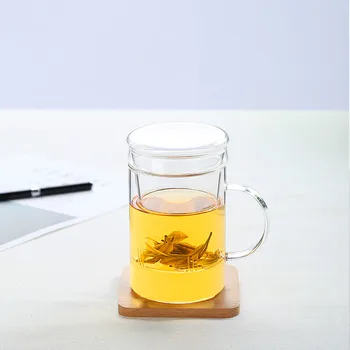 

New Creative Tea Cup Set with Filter Office Water Tea Cup Transparent Glass Drinkware Kitchen Tool gifts Classic Free shipping