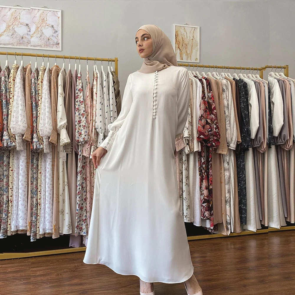 Elegante vestido hijab chiffon para mulheres, longo