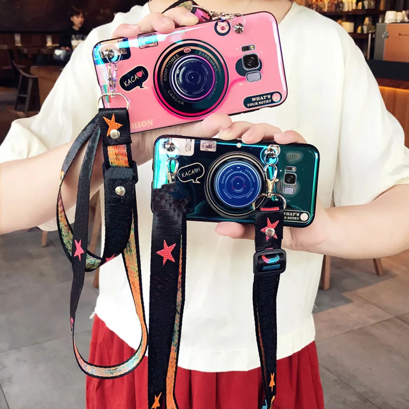 3D Camera Phone Case For Asus Zenfone Max Pro M2 ZB631KL ZB633KL M1 ZB601KL Silicon TPU Grip stand Cover Capa with Strap |