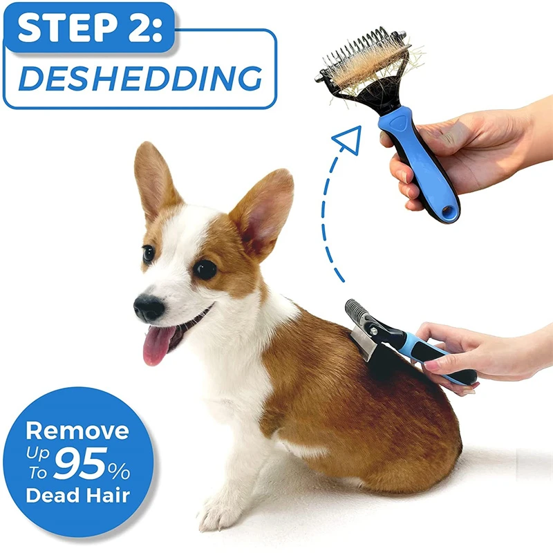 Pet Hair Brush Pet Grooming Cleaning Tool 2 in 1 Pet Shedding Tool Combining Open Knot Hair Removal Hair Comb Removal Comb For Cats Dogs