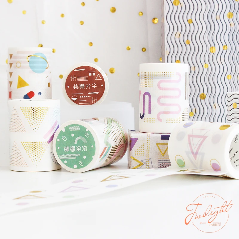 

Geometric Fantasy Paper Washi Tape 68mm Gold Color Gilding Adhesive Masking Tapes Dots Wave Elements Trail Stickers Gift A6199