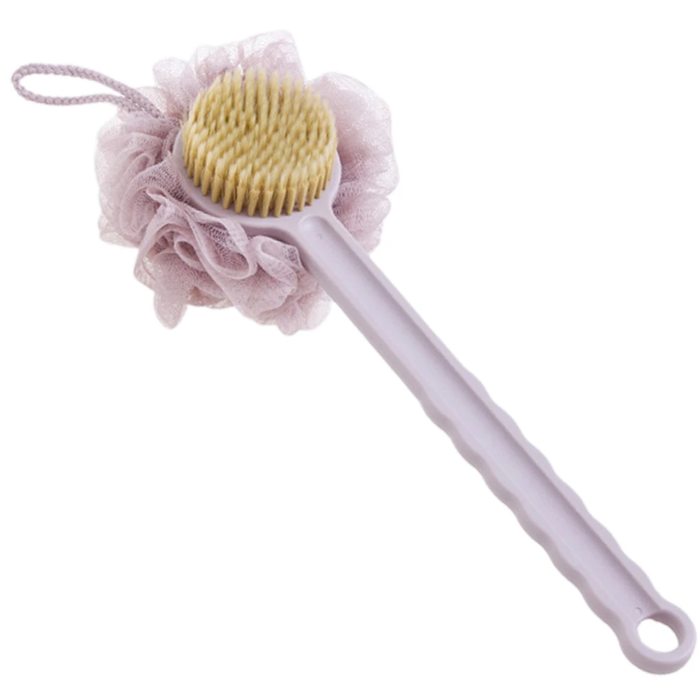Body Multifunctional Cleaning Double Sided Home Sponge Massage Long Handle Ultra Soft Shower Back Scrubber Bath Brush Bathroom - Цвет: Фиолетовый