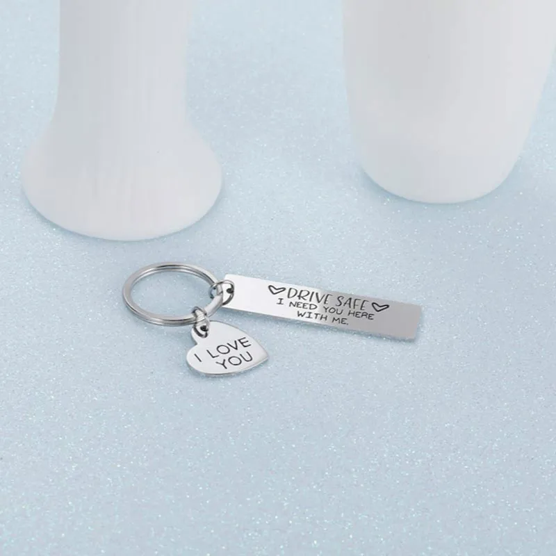I Love You Keychain Keyring Drive Safe I Need You Here with Me for Couples Men Women Christmas Gift Key Chains