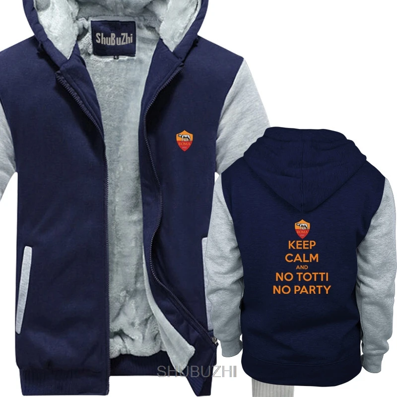 КАК Roma Totti Keep Calm hoody зимний стиль хип-хоп мужские толстовки Топы Мультфильм хип-хоп Толстая Толстовка Брендовое верхнее пальто sbz8280 - Color: navy grey