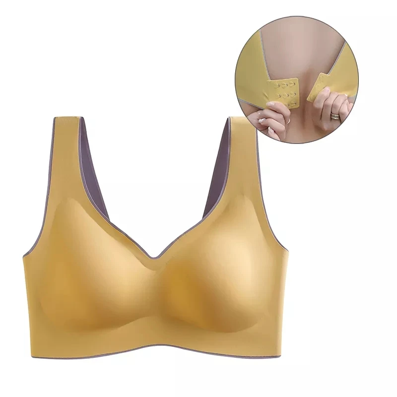 Jerrinut Plus Size Bra Latex Push Up Bra Seamless Bras for Women Bralette Top Bh Comfort Cooling Gathers Shock-Proof Pad plunge bra Bras