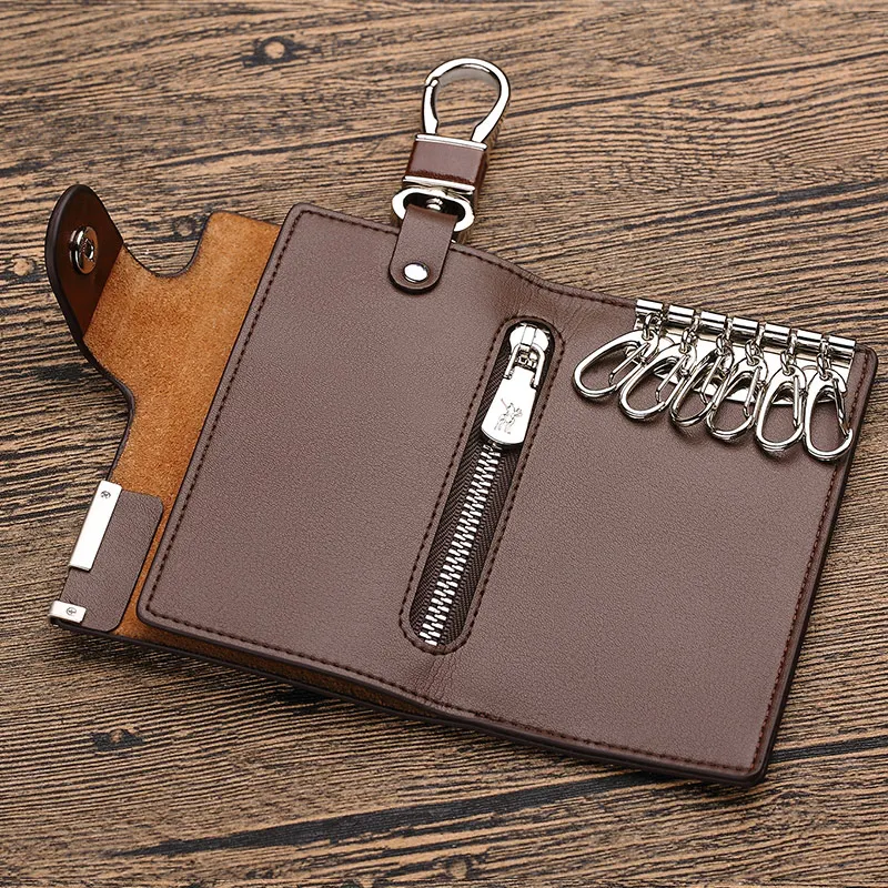 WILLIAMPOLO Fashion Cow Leather Pillow 6 Rings Key Holder Unisex Solid Wallet PL176112