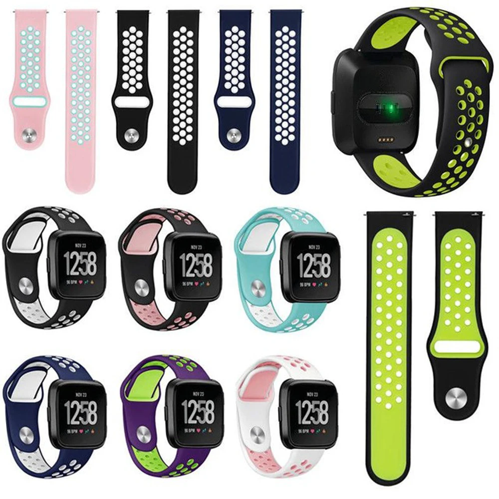 Для ремешков силиконовый для Fitbit Versa регулируемый спортивный браслет дышащий