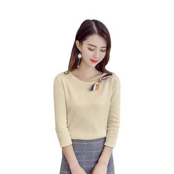 

Spring Autumn New Slim Fit Bow Decoration Hollow Fashion Sexy Round Neck Half Sleeve Women Knit Pullover Backless Sweater!