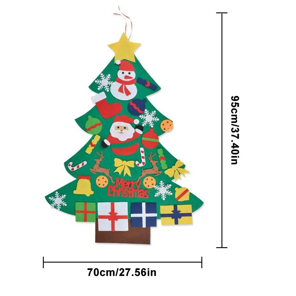 DIY Felt Christmas Tree with 26pcs Ornaments Christmas Tree Hangings for Kids Christmas Gifts Home Shopwindow Decoration
