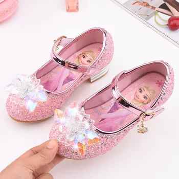 

Girls Party shoes Princess Shoes Leather Glitter Crystals Rhinestones Knot Kids Shoes Elsa sneaker children Christmas gift