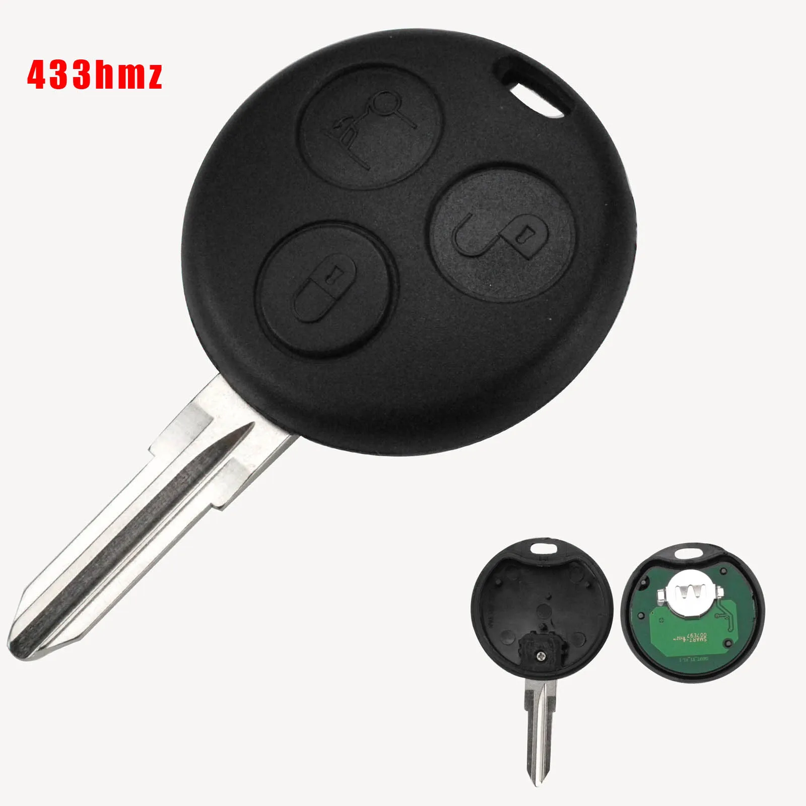 Jingyuqin 5 шт. Автомобильный ключ для Mercedes Benz SMART Fortwo 450 Forfour Roadster Chiave 433 МГц 3 кнопки пустой клинок дистанционного ключа оболочки