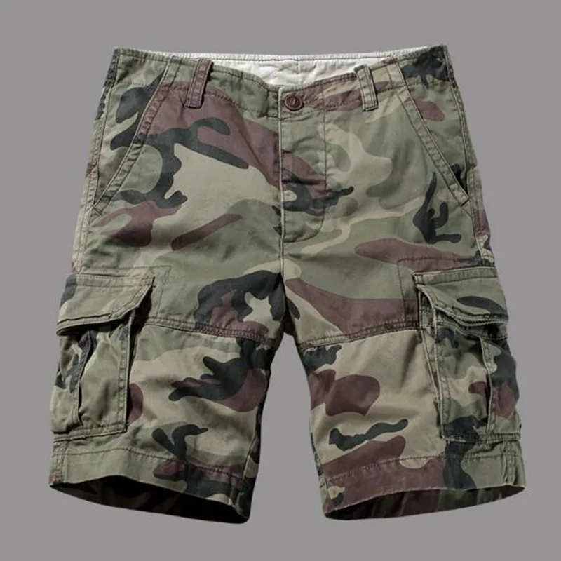 New Multi-pocket Camouflage Mens Shorts Casual Loose Camo Knee-length Cargo | Мужская одежда