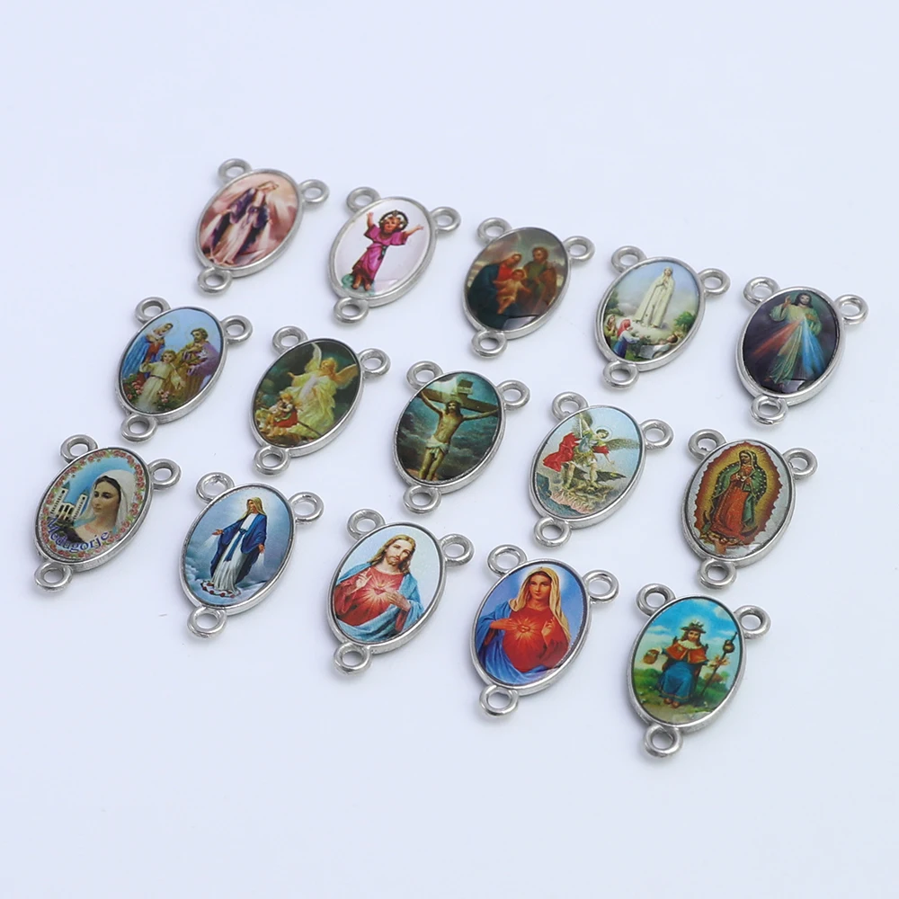 100pcs of Assorted Double Sided Holy Family Divine Mercy Medal Rosary Centerpieces 2