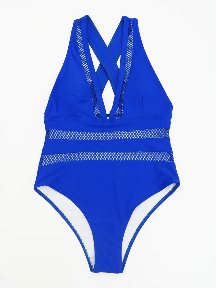 Mesh Patchwork One-Piece Swimsuit 5