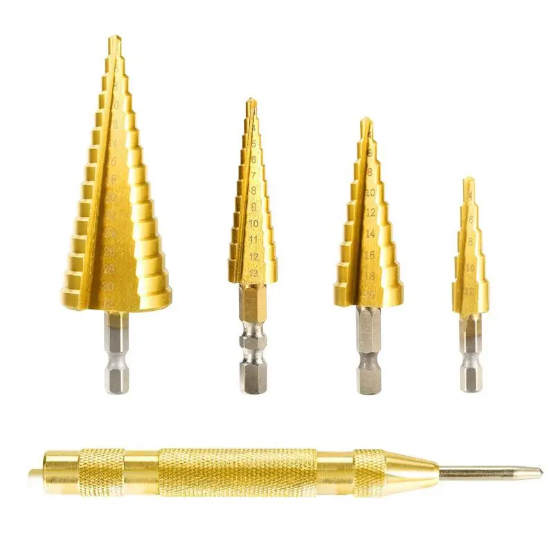 

HHO-Lot Of 4 Pcs Drills Countersunk Ladders Scale Rod Hexagon Triple-cornered Conical Steel Hss 4-12 / 4-20 / 4-32 + Brass Cente
