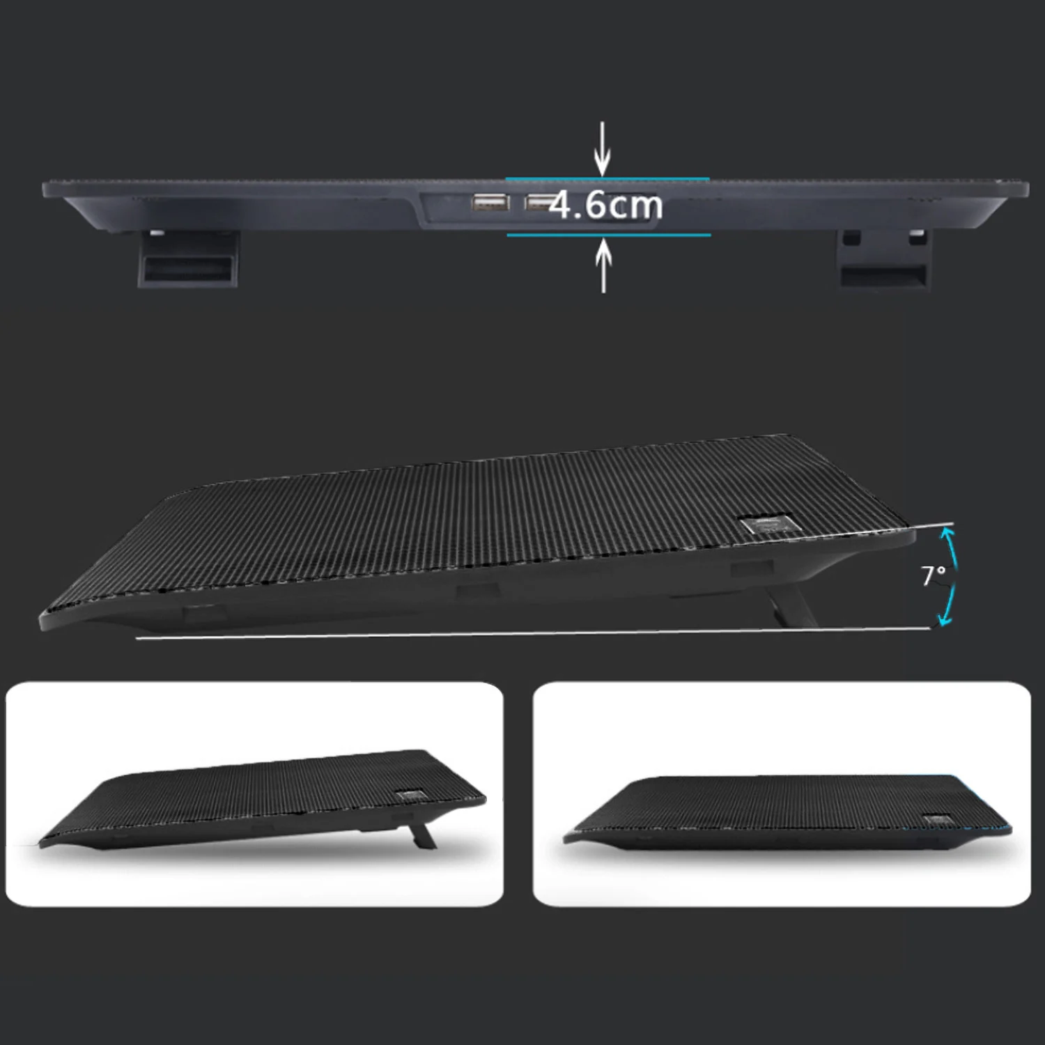 Besegad охлаждающая подставка для ноутбука 5 вентиляторов USB Cooler Pad теплоотвод держатель-стойка для Macbook до 17 дюймов ноутбук ПК