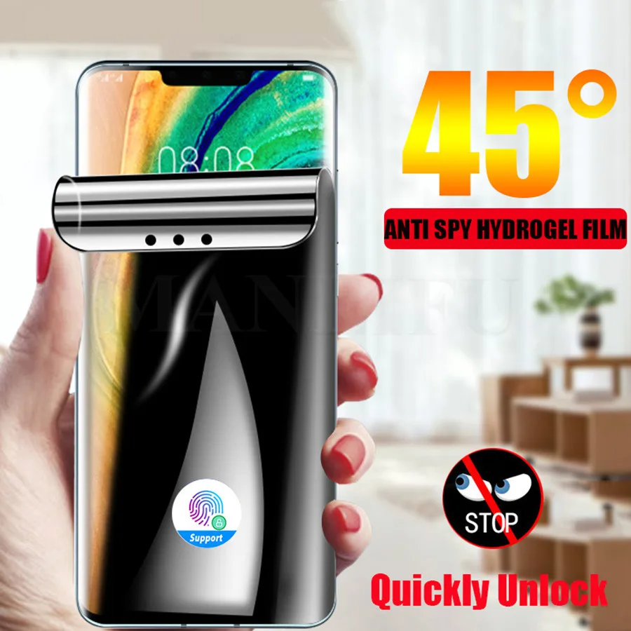 Антишпионская Гидрогелевая пленка для Huawei Honor 50 30 30S V40 V30 P40 P30 Pro 3D полная защита