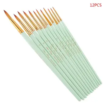

12Pcs Pointed Tip Painting Brushes Nylon Hair Artists Watercolor Drawing Tools K9FC