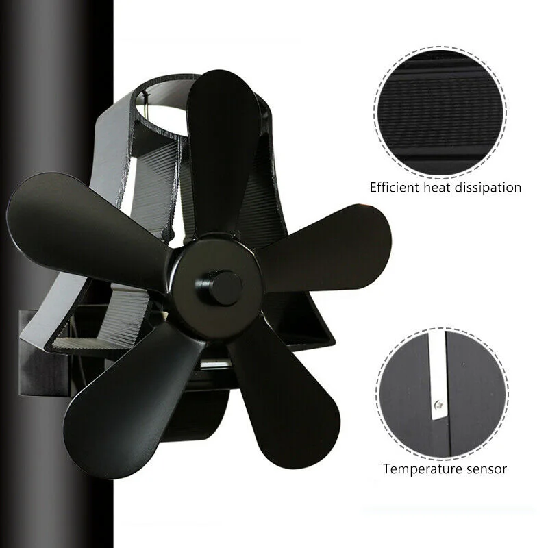 

Parts Fireplace fan 5 Blade Heat Powered Magnetic Hanging Flue 1100rpm