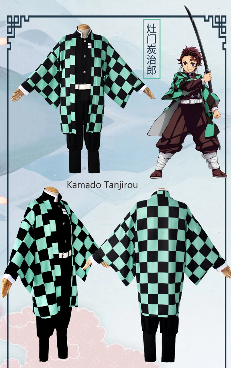 Аниме Kimetsu no Yaiba Demon Slayer Косплей Костюм Kamado Tanjirou Nezuko Agatsuma Zenitsu Tomioka Giyuu Muzan Косплей Аниме