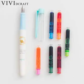 

Vividcraft Erasable Fountain Pen Ink Set 1 Pen+6 Colors Bags Ink Plume Kids Calligraphy Pen Supplies School Stylo Gift For X4F5