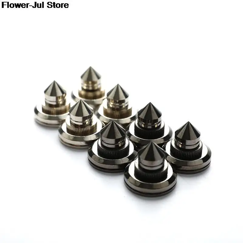 4 PCS Speakers Stand Feet Foot Pad Pure Copper Silver Loudspeaker Box Spikes Cone Floor Nail M28*26 Black/Silver | Электроника