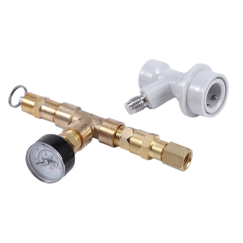  Ball-Locked Relief Valve with Pressure Gauge Adjustable Pressure Relief Valve Beer Barrel Pressuriz