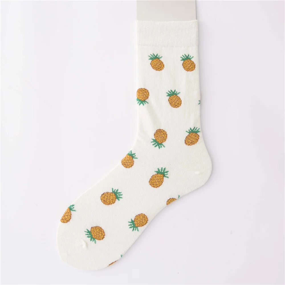 INS/Ulzzang носки для девочек в стиле Харадзюку с забавными рисунками фруктов и животных; носки в полоску с изображением котенка, яйца, сердца, ананаса; Рождественский подарок - Цвет: 6