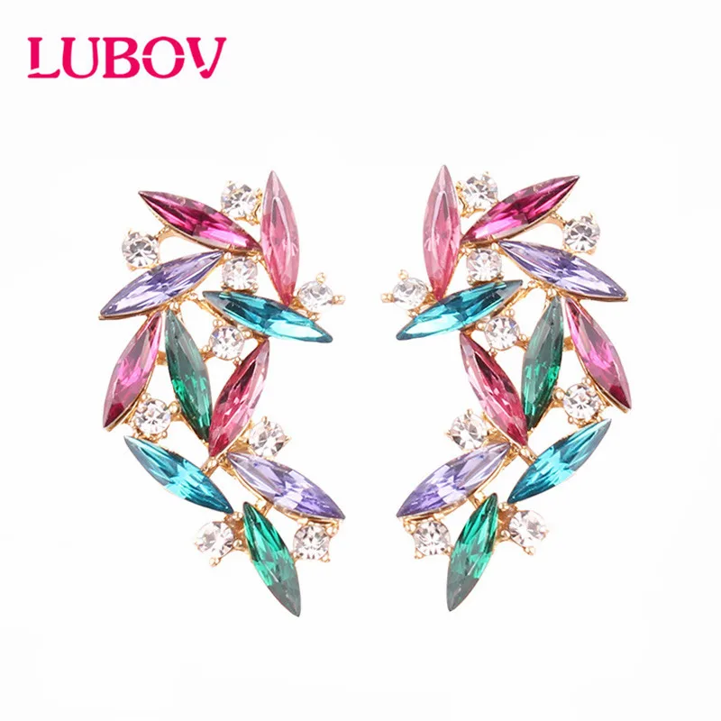 LUBOV красочные Resion крылья серьги гвоздики бутик Кристалл Камень для женщин пирсинг серьги модные свадебные украшения Рождественский подарок