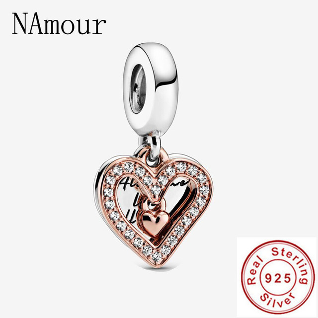 Original Kangaroo freehand heart key lock Bead fit Pandora charms silver 925 Bracelet for women fashion jewelry rose gold