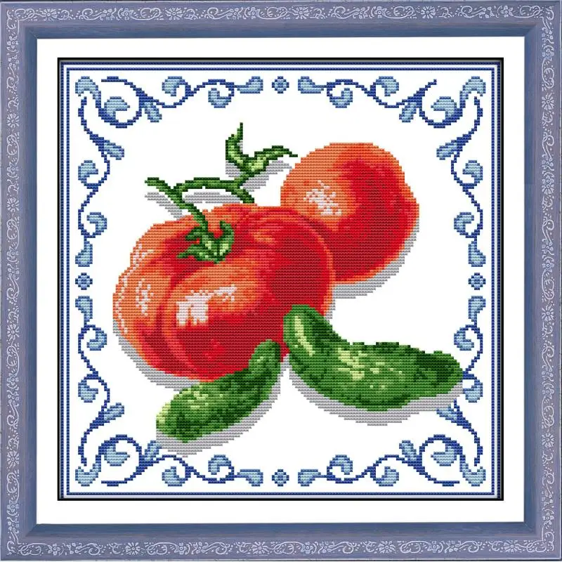 Joy Sunday Вышивка крестом помидор картины напечатанные на Canvas11CT 14CT DIY вышивальные