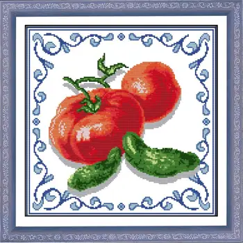 

Joy Sunday Cross Stitch Tomato Paintings Counted Printed On Canvas11CT 14CT DIY Embroidery Needlework Kits DMS Cross Stitch Kits