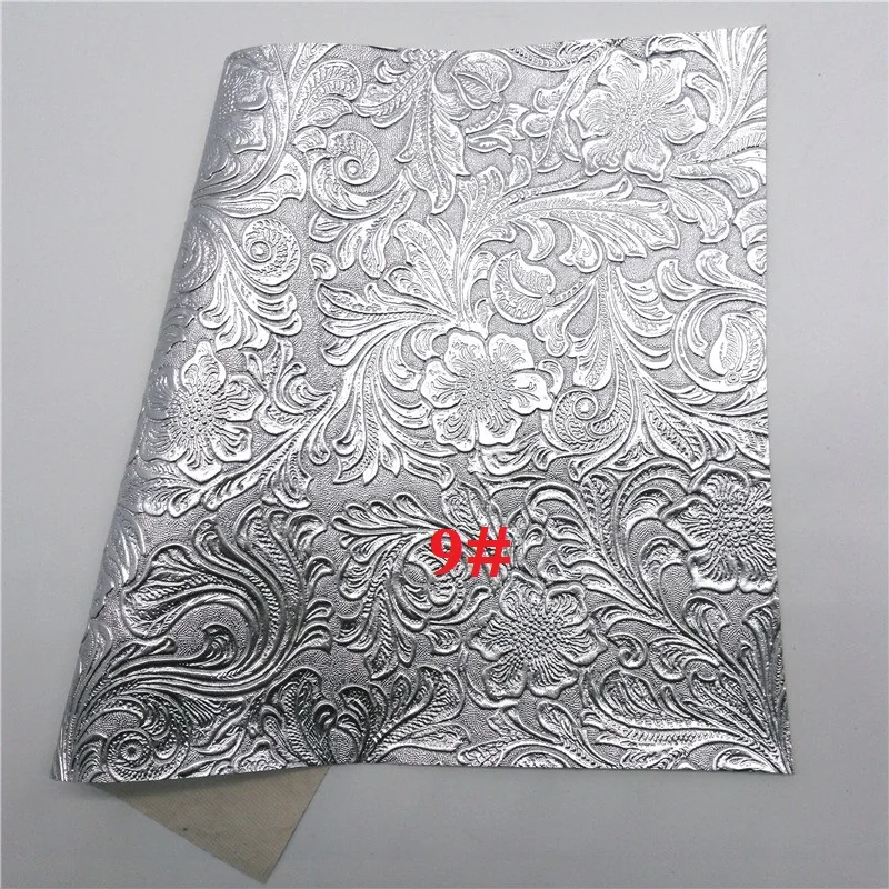 9 Glitterwishcome 21X29 см A4 размер винил для бантов цветы тисненая кожа, Винтаж искусственная кожа листы для бантов, GM637A - Цвет: 9
