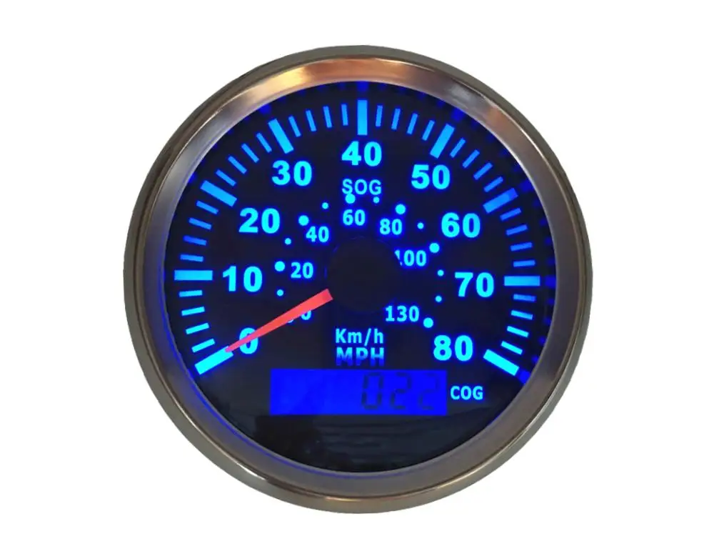 0-200MPH gps Скорость ometer 85 мм 316L ободок Скорость Mileometer красный Подсветка с отложным воротником светильник и Дальний свет светильник сигнала - Цвет: 80MPH blue backlight