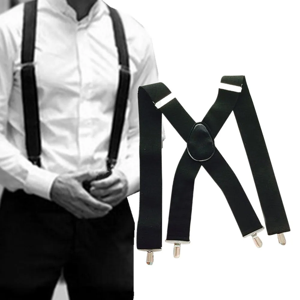 #H30 50mm Wide Men X-Back X Shape Heavy Duty Trousers Brace Suspenders With Clips Gentleman trousers strap | Аксессуары для одежды