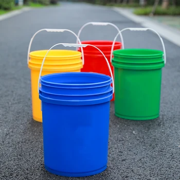 

5 gallon plastic bucket with plastic handle 20 liter unbreakable container water bucket 4PCS/lot