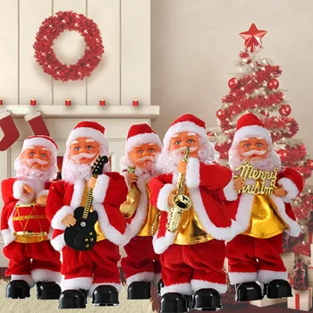 

Decoration Christmas Christmas Doll Toys новый год Santa Claus Figure Singing Musical Electric Ornaments gift for Kid Free Ship
