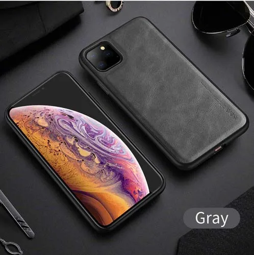 Для iPhone 11 Pro Max чехол X-Level Ретро кожа мягкий силиконовый край задняя крышка для iPhone 11 6,1/11 Pro 5,8 телефон оболочка fundas - Цвет: Серый