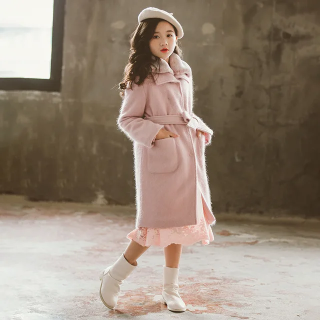 

Girls Clothes Winter 2019 New Children Fashion Thick Warm and Medium Long Woolen Coat Jackets 4-12 Year
