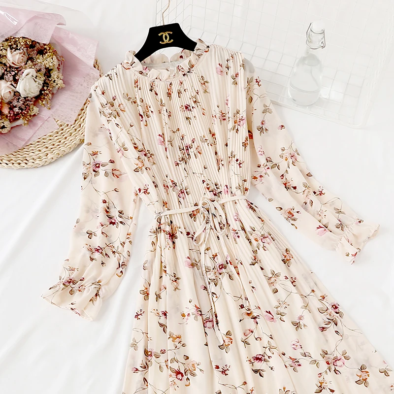 Elegant Polka Dot Women Dress Female Casual Flare Sleeve Office Chiffon Dot Print Dresses A-line Vintage Sweet Clothing Vestidos