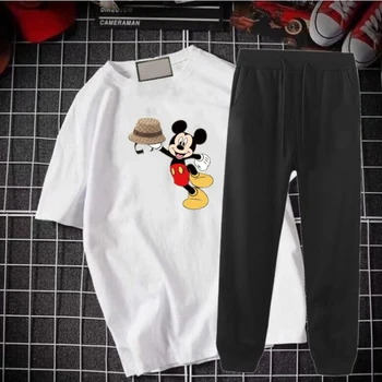 

hombre Italian GC STYLE Men high qualtiy 100%cotton Short sleeve t Shirt+long pants sets for homme men set