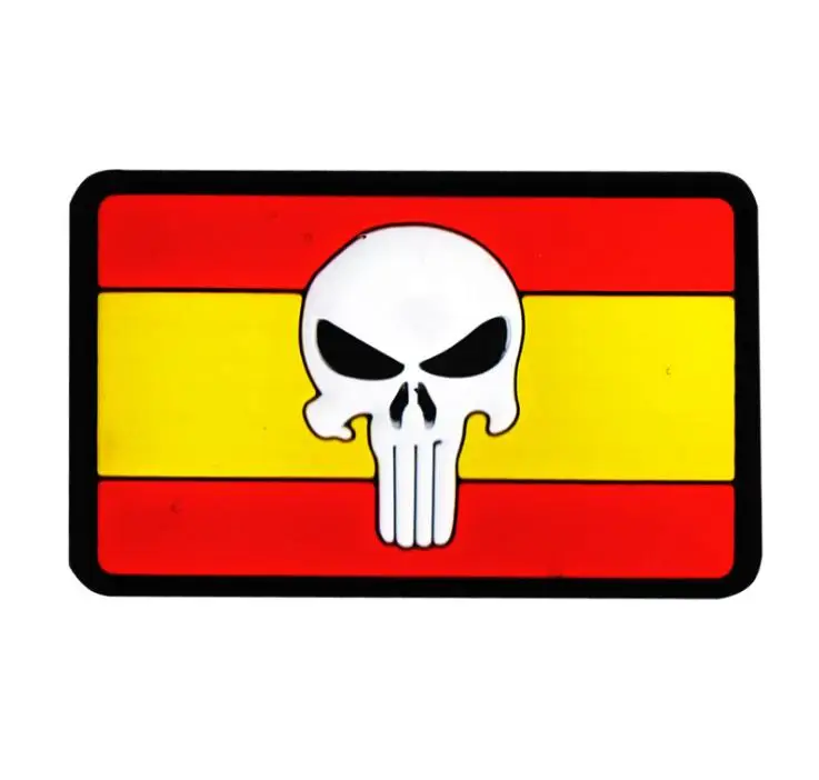 ПВХ резиновый Испанский флаг страны патч военный Каратель нравственные нашивки армейские тактические Бейджи для пальто шляпа на заказ