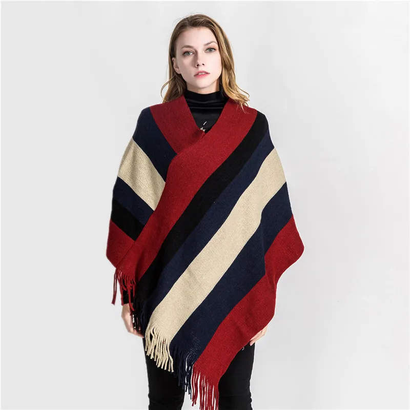 

2019 New Design Winter Warm plaid Ponchos And Capes For Women Oversized Shawls Wraps Cashmere Pashmina Female Bufanda
