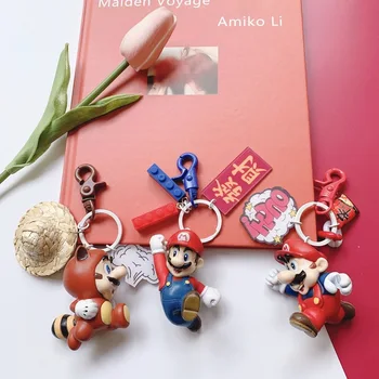 

New Creative Super Mario Key Chains Korea Cute DIY Mario Doll Pendant Bag Ornaments Car Key Chain